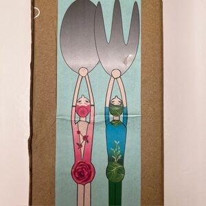 PYLONES Salad Serving Set SWIMMERS FORK & SPOON 13" NIB French Floral Quelle